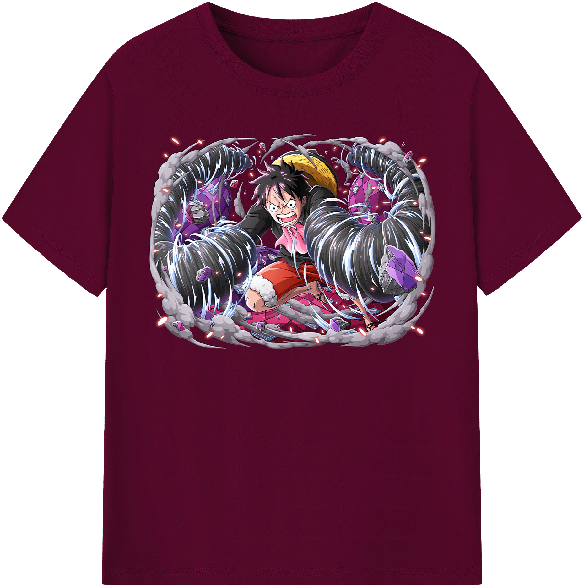 ワンピース モンキー・D・ルフィ ONE PIECE Monkey D. Luffy レディースカジュアルプリントTシャツ（綿100％）